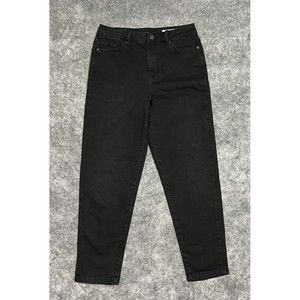 M&S Mark and Spencer Jeans Women's 10 SHORT Mom Black Denim High Rise Pockets